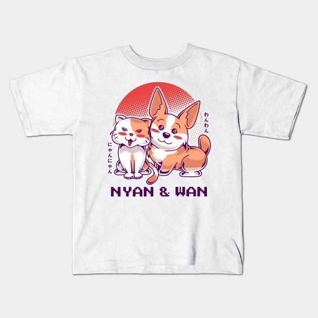 Cat and Dog Kids T-Shirt by unygara